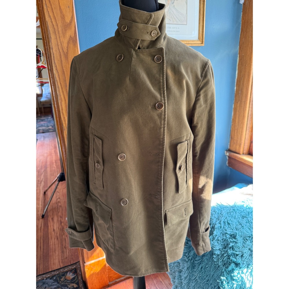 Lauren Ralph Lauren Olive Green Military Peacoat Jacket Vintage Y2K Small Grunge